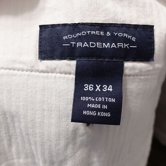 NWT ROUNDTREE & YORKE TRADEMARK CLASSIC FIT CHINO PLEATED KHAKI PANTS 36X34 NEW! - Picture 8 of 9